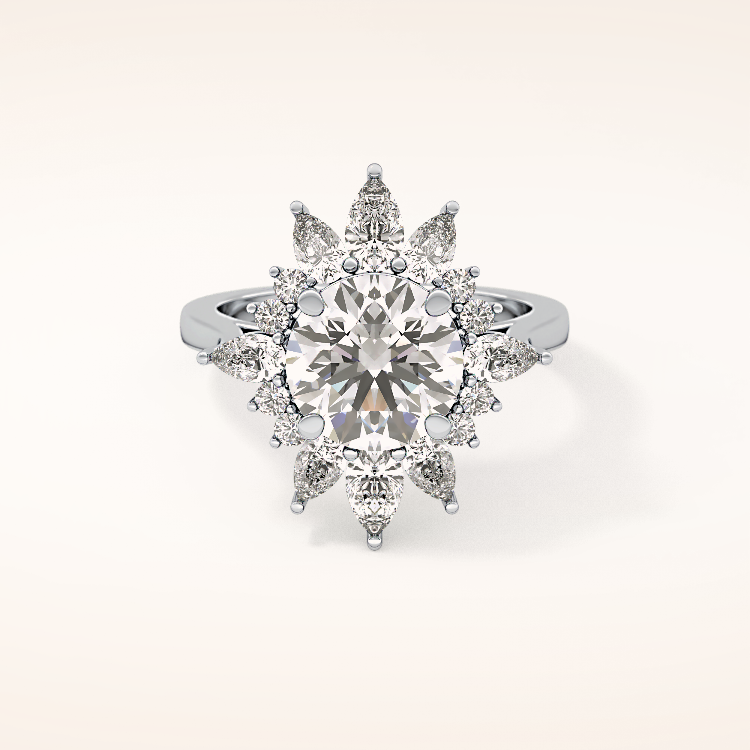 2.79 CT Round Shaped Cluster Moissanite Engagement Ring