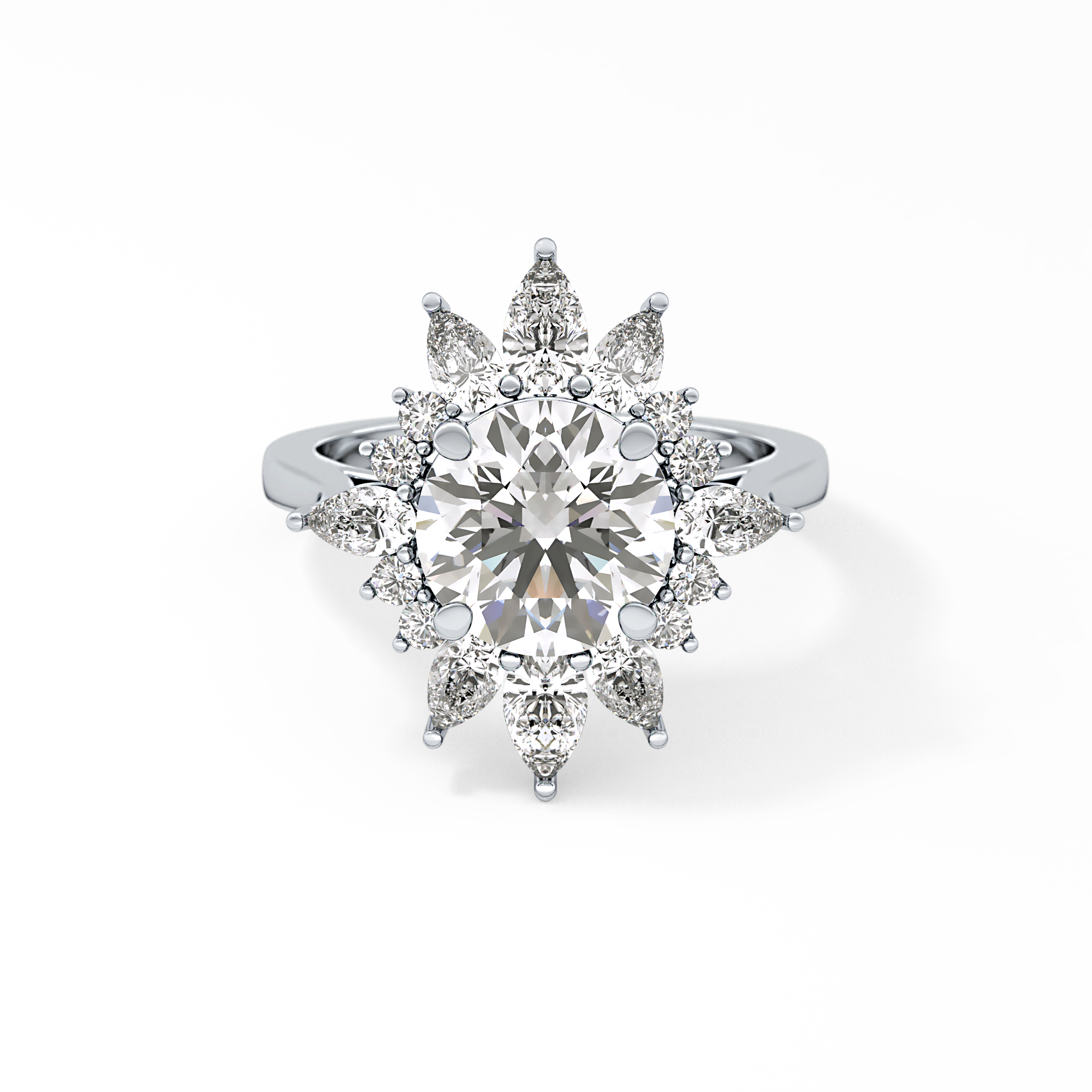 Round Cluster Lab Grown Diamond Engagement Ring