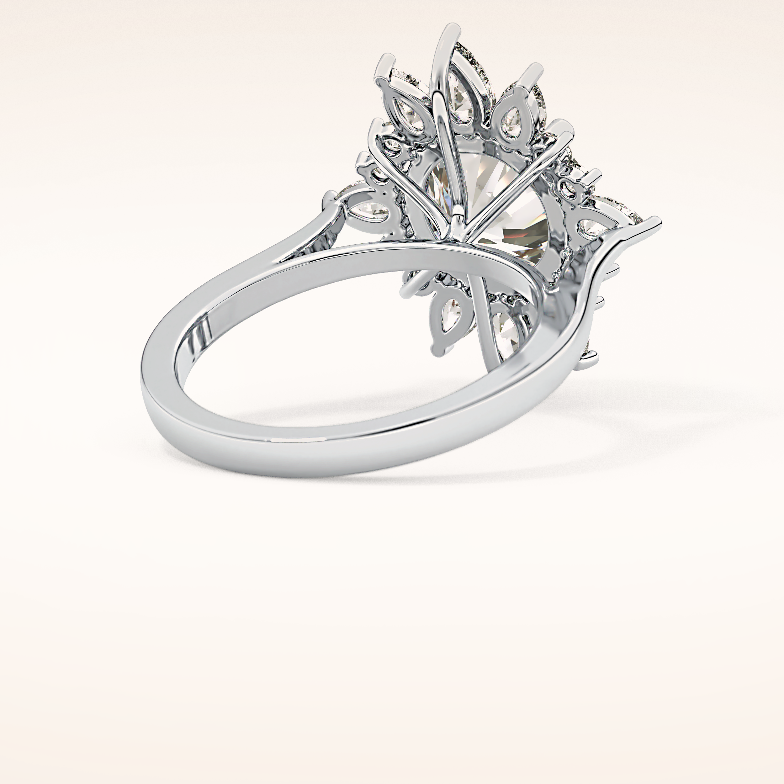 2.79 CT Round Shaped Cluster Moissanite Engagement Ring