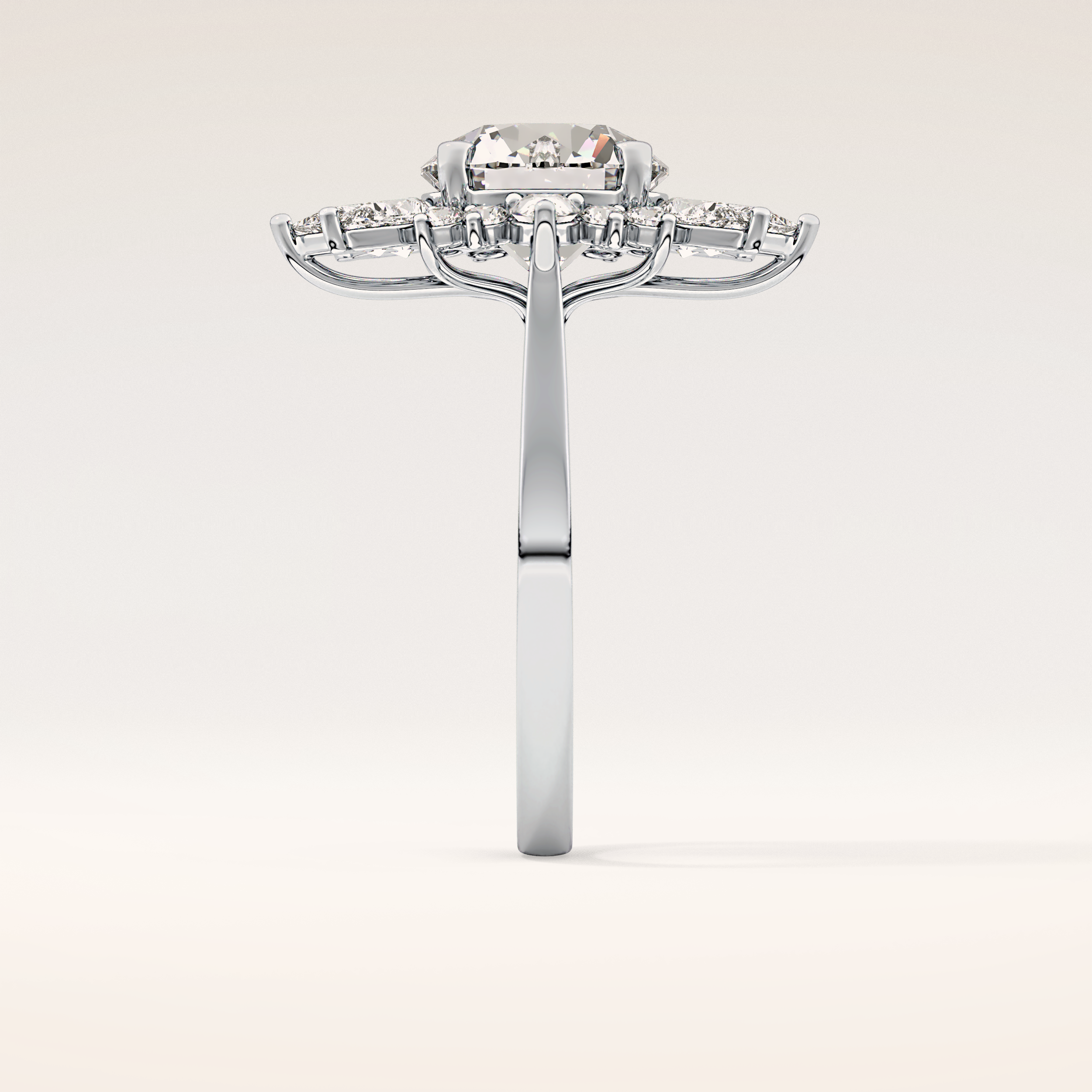 2.79 CT Round Shaped Cluster Moissanite Engagement Ring
