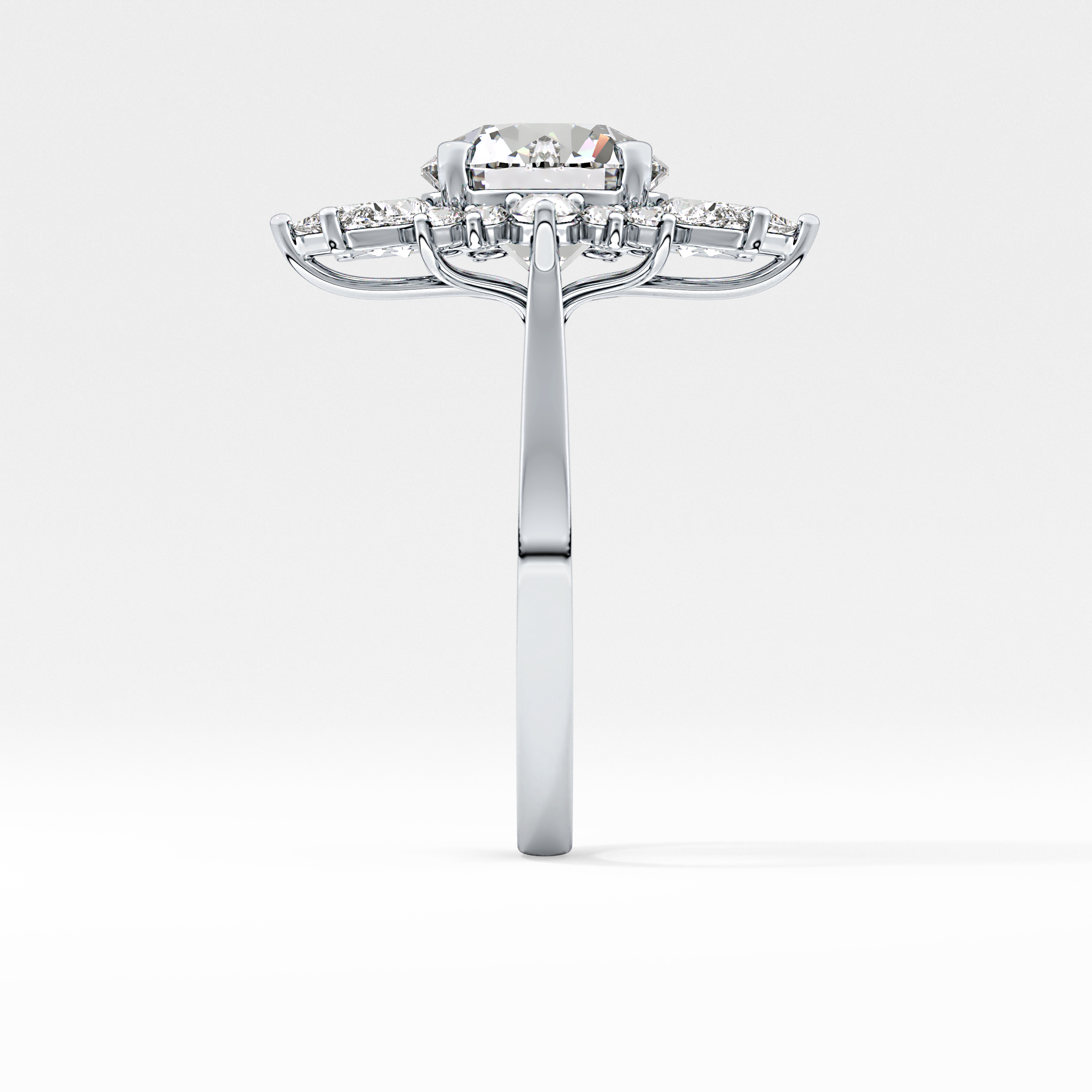Round Cluster Lab Grown Diamond Engagement Ring