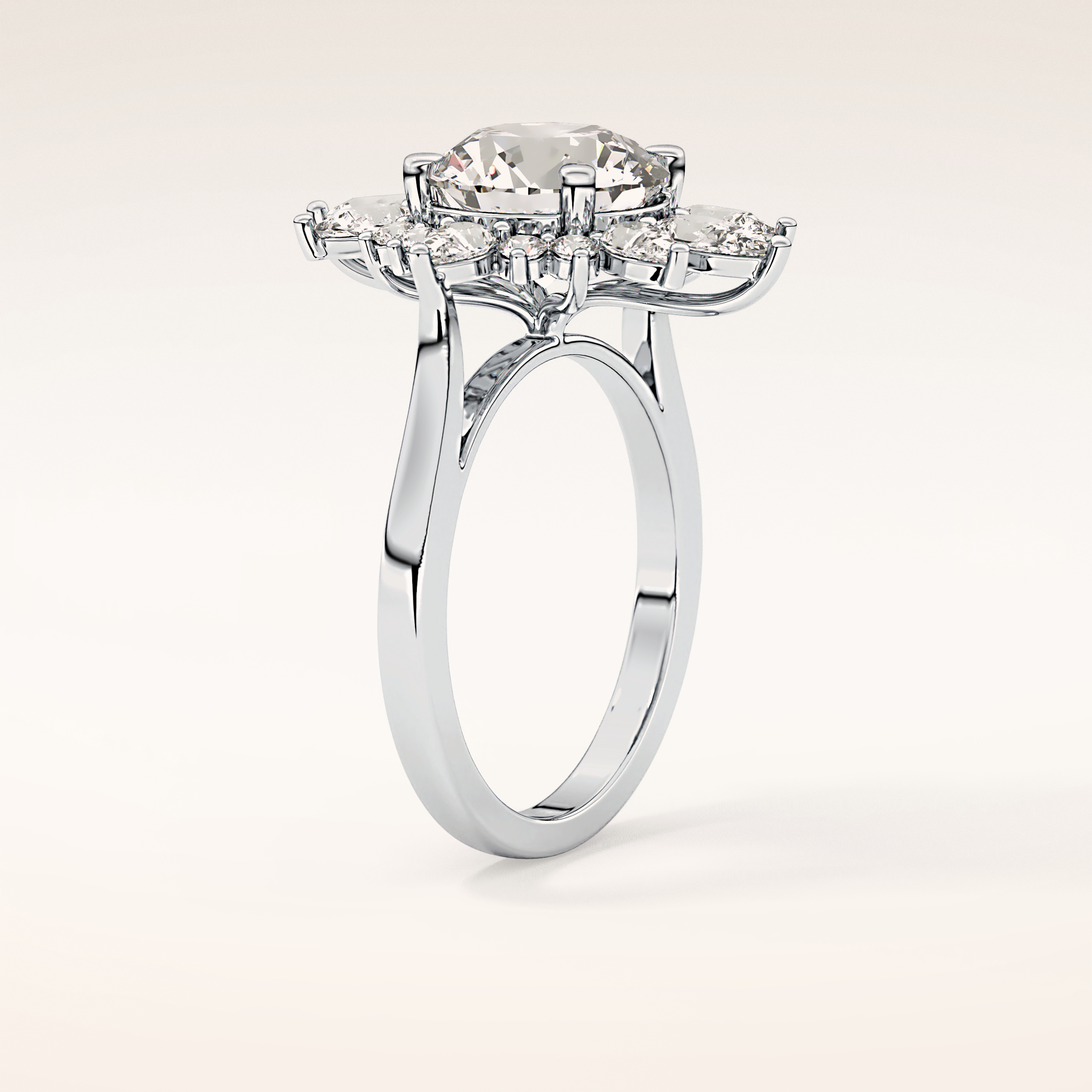 2.79 CT Round Shaped Cluster Moissanite Engagement Ring