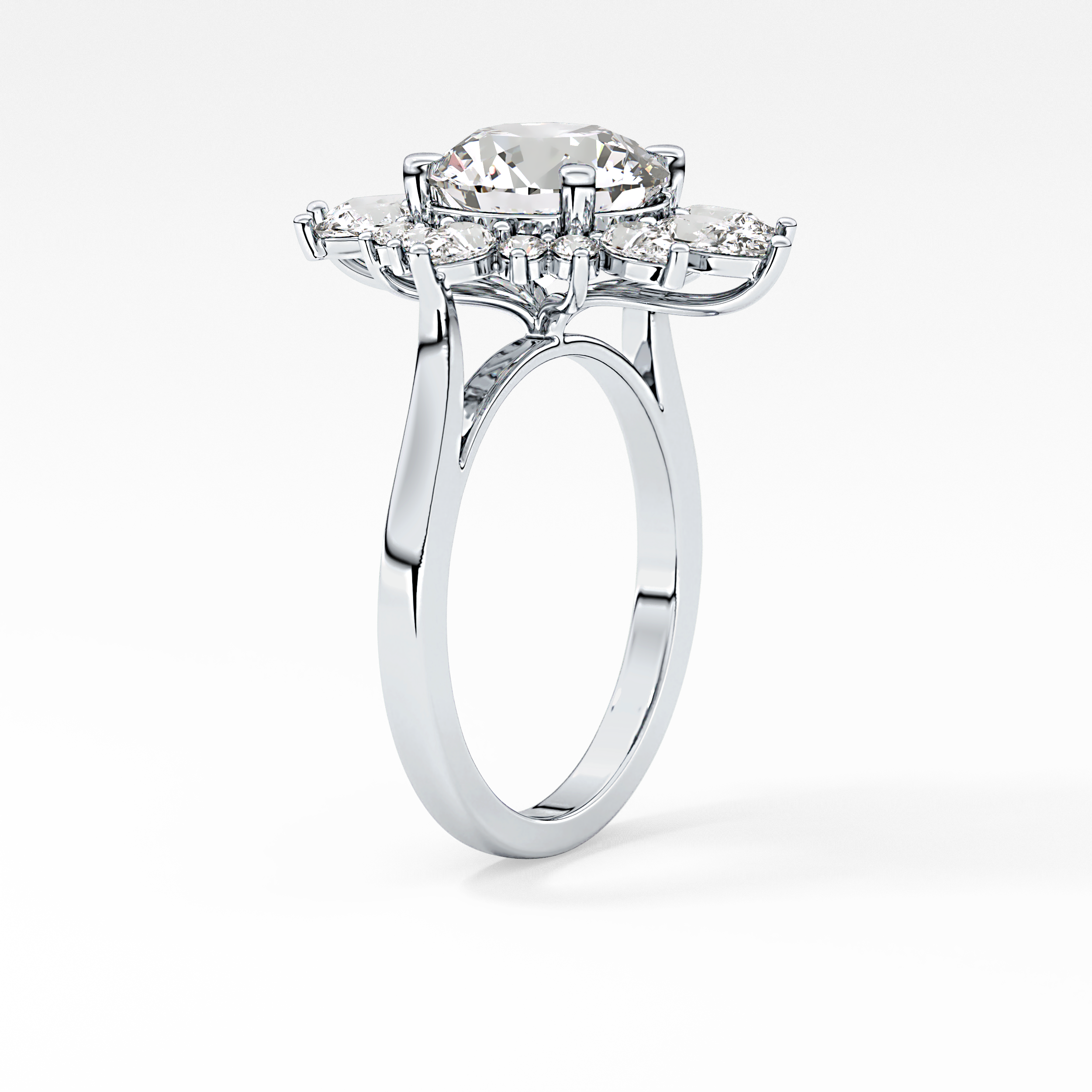 Round Cluster Lab Grown Diamond Engagement Ring