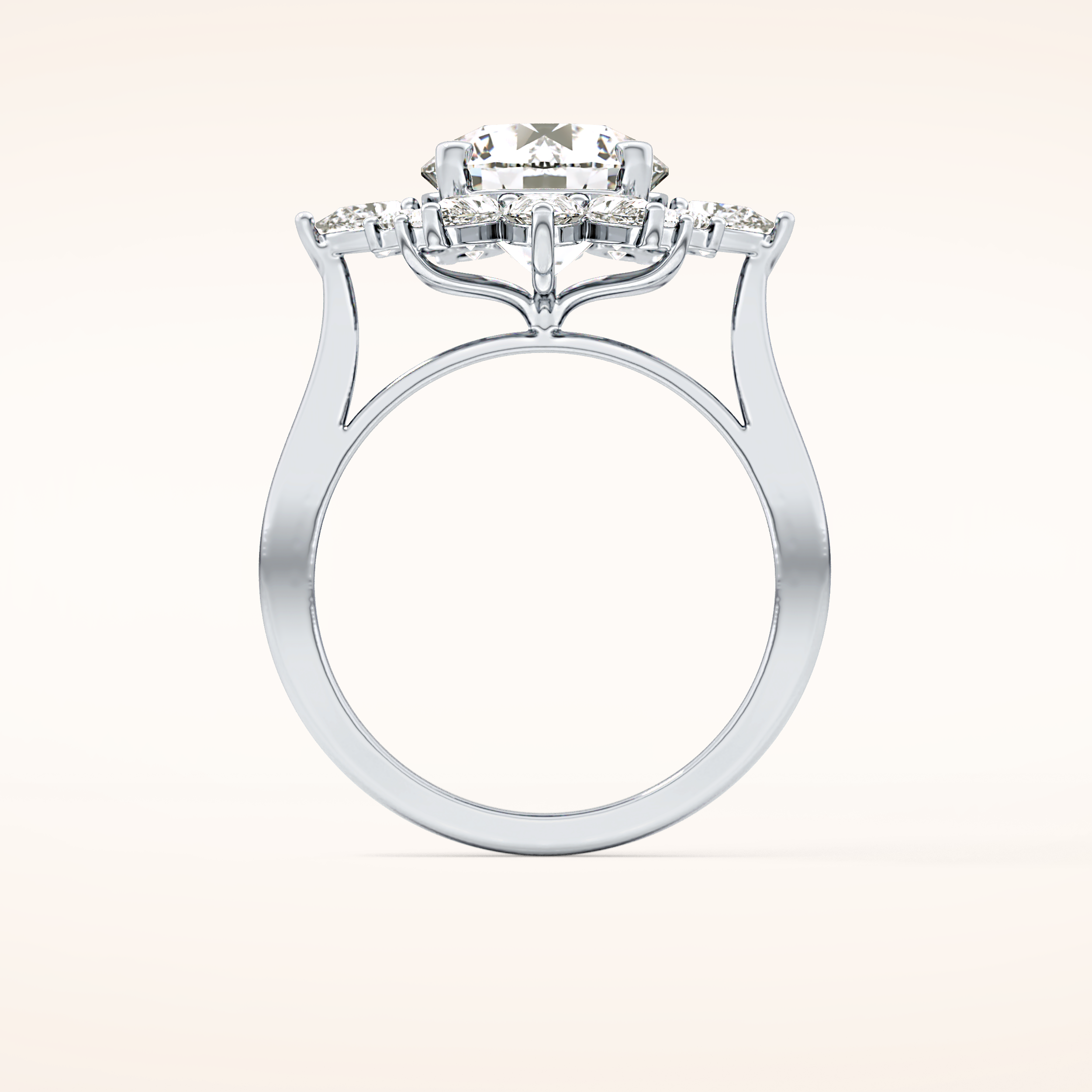 2.79 CT Round Shaped Cluster Moissanite Engagement Ring