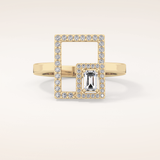 0.37 TCW Emerald & Round Shaped Moissanite Geometrical Wedding Band