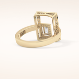 0.37 TCW Emerald & Round Shaped Moissanite Geometrical Wedding Band