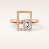 0.37 TCW Emerald & Round Shaped Moissanite Geometrical Wedding Band