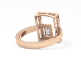 Geometrical Wedding Band with 0.37 TCW Emerald & Round Cut Moissanite – Yellow, White, or Rose Gold