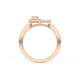 Geometrical Wedding Band with 0.37 TCW Emerald & Round Cut Moissanite – Yellow, White, or Rose Gold