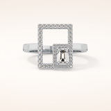 0.37 TCW Emerald & Round Shaped Moissanite Geometrical Wedding Band