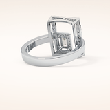 0.37 TCW Emerald & Round Shaped Moissanite Geometrical Wedding Band