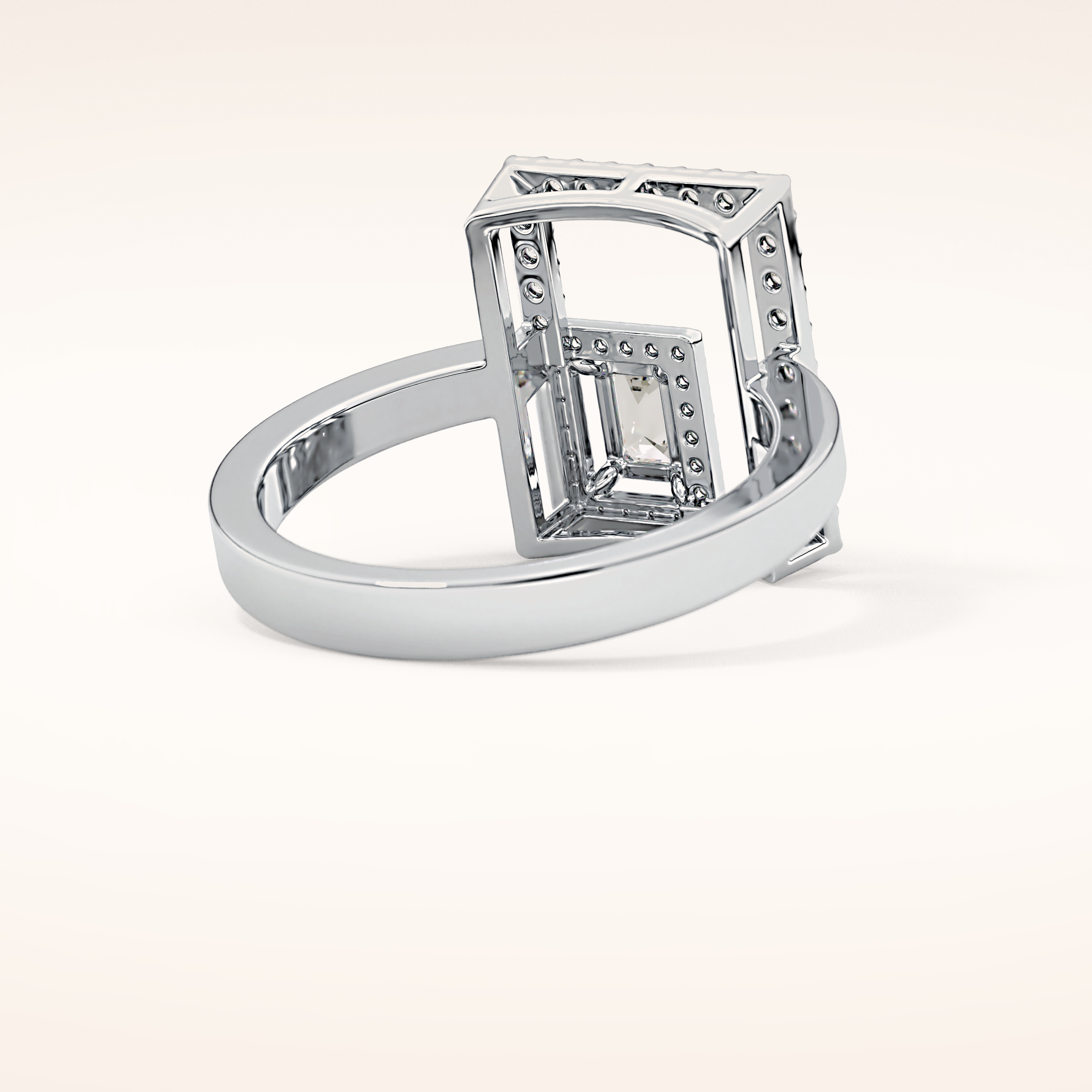 0.37 TCW Emerald & Round Shaped Moissanite Geometrical Wedding Band