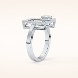 0.37 TCW Emerald & Round Shaped Moissanite Geometrical Wedding Band