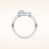 0.37 TCW Emerald & Round Shaped Moissanite Geometrical Wedding Band