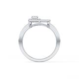 Geometrical Wedding Band with 0.37 TCW Emerald & Round Cut Moissanite – Yellow, White, or Rose Gold