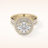 2.06 CT Round Shaped Halo & Pave Moissanite Engagement Ring