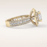2.06 CT Round Shaped Halo & Pave Moissanite Engagement Ring