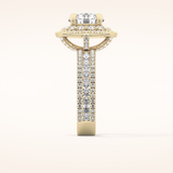 2.06 CT Round Shaped Halo & Pave Moissanite Engagement Ring