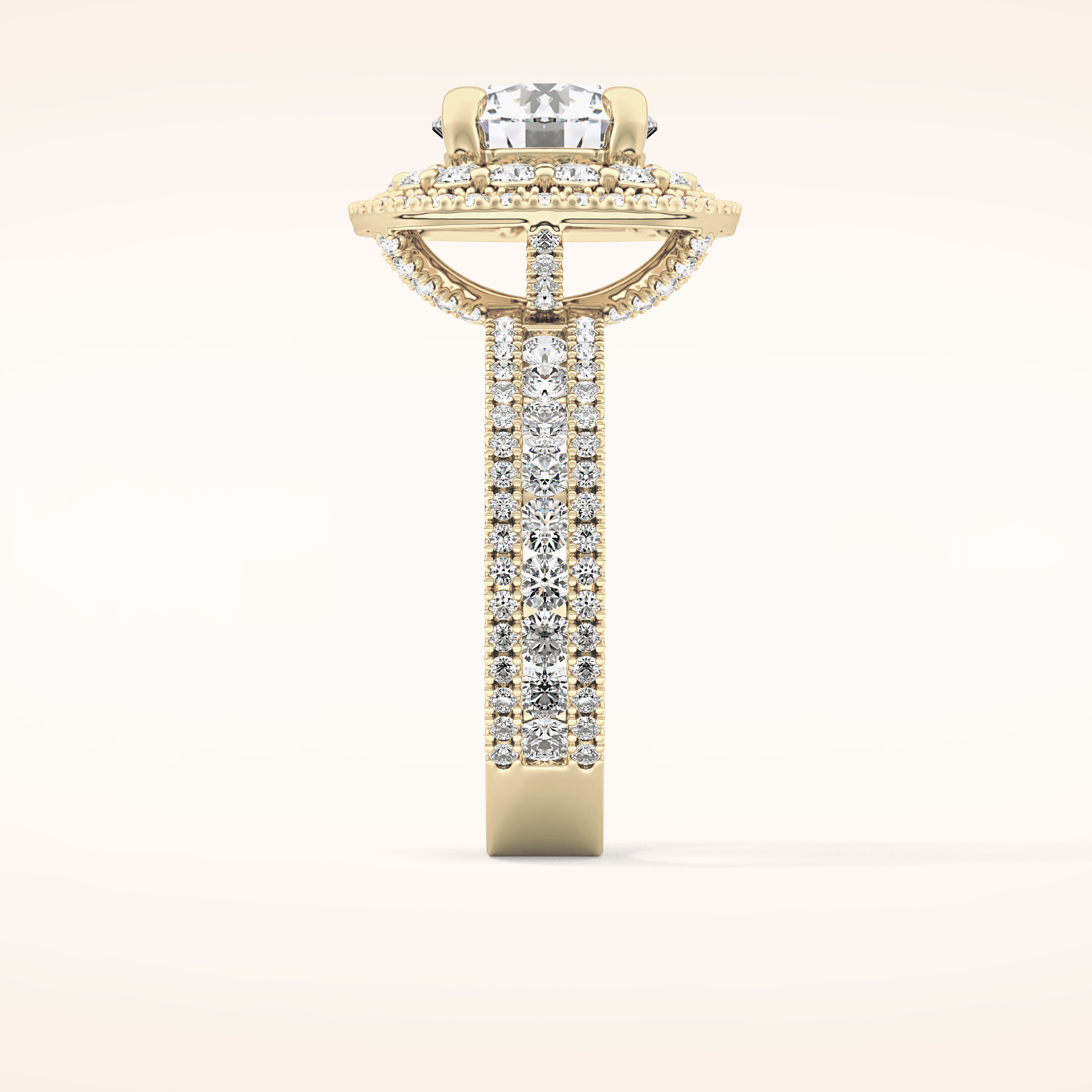 2.06 CT Round Shaped Halo & Pave Moissanite Engagement Ring