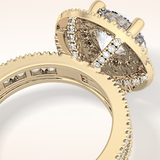 2.06 CT Round Shaped Halo & Pave Moissanite Engagement Ring