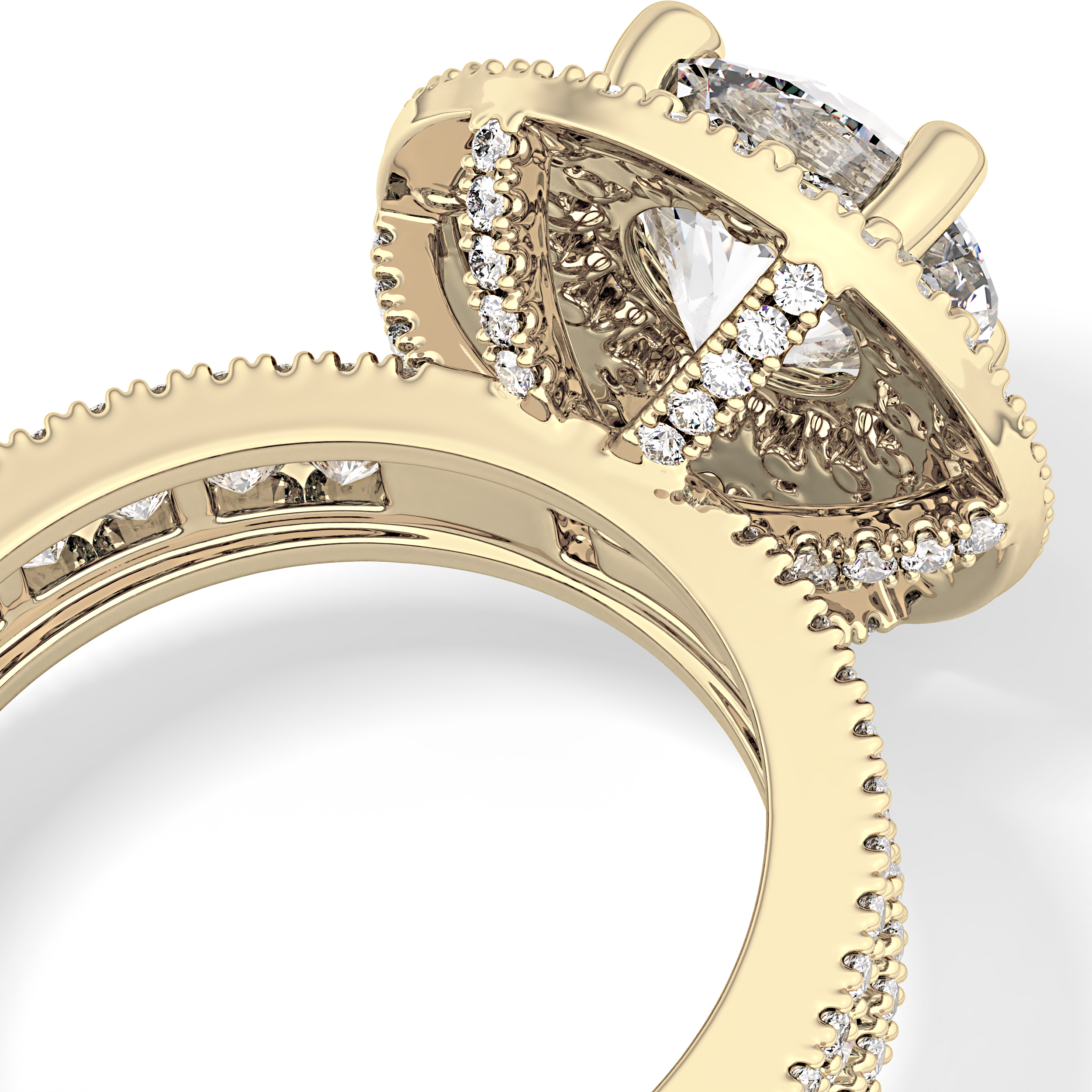Round Double Halo & Pave Lab Grown Diamond Engagement Ring