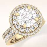 2.06 CT Round Shaped Halo & Pave Moissanite Engagement Ring