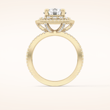 2.06 CT Round Shaped Halo & Pave Moissanite Engagement Ring