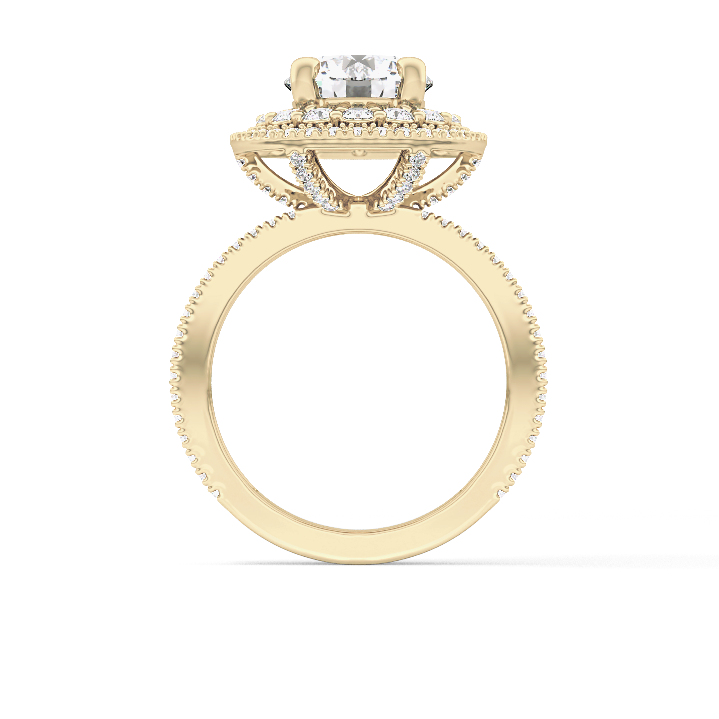 Round Double Halo & Pave Lab Grown Diamond Engagement Ring