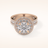 2.06 CT Round Shaped Halo & Pave Moissanite Engagement Ring