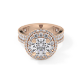 Round Double Halo & Pave Lab Grown Diamond Engagement Ring