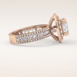 2.06 CT Round Shaped Halo & Pave Moissanite Engagement Ring