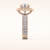 2.06 CT Round Shaped Halo & Pave Moissanite Engagement Ring
