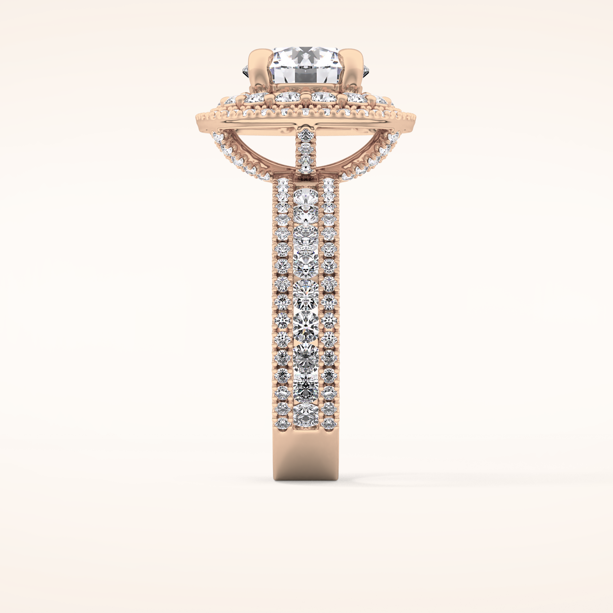 2.06 CT Round Shaped Halo & Pave Moissanite Engagement Ring