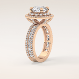 2.06 CT Round Shaped Halo & Pave Moissanite Engagement Ring