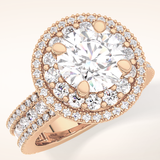 2.06 CT Round Shaped Halo & Pave Moissanite Engagement Ring