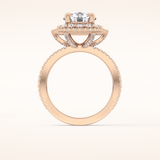 2.06 CT Round Shaped Halo & Pave Moissanite Engagement Ring