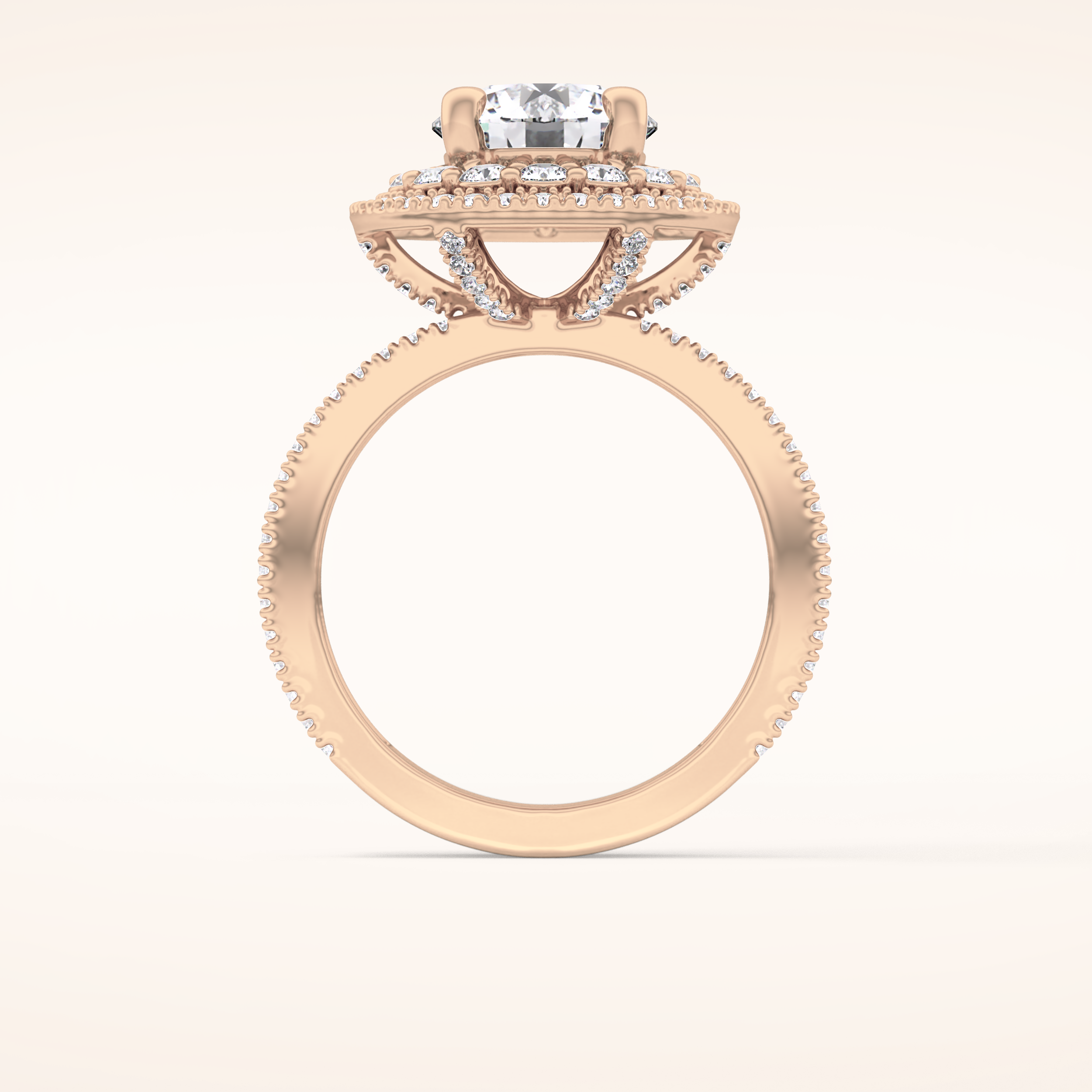 2.06 CT Round Shaped Halo & Pave Moissanite Engagement Ring