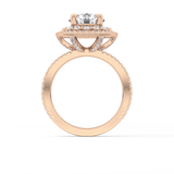 Round Double Halo & Pave Lab Grown Diamond Engagement Ring
