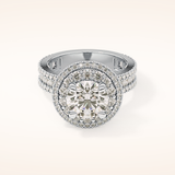2.06 CT Round Shaped Halo & Pave Moissanite Engagement Ring