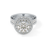 Round Double Halo & Pave Lab Grown Diamond Engagement Ring