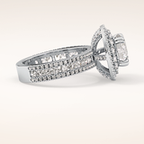 2.06 CT Round Shaped Halo & Pave Moissanite Engagement Ring