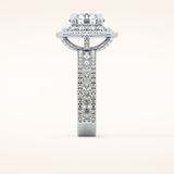 2.06 CT Round Shaped Halo & Pave Moissanite Engagement Ring