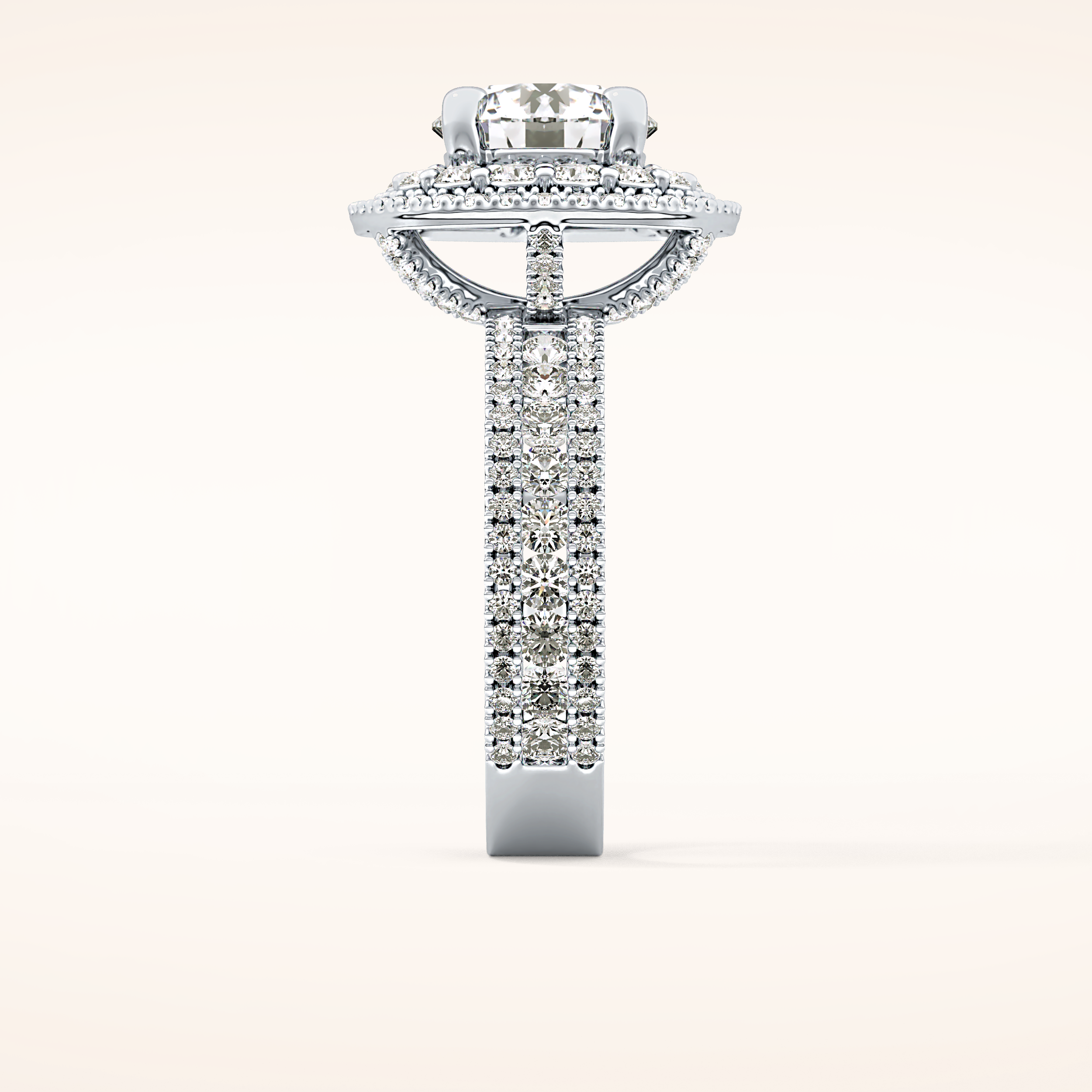2.06 CT Round Shaped Halo & Pave Moissanite Engagement Ring