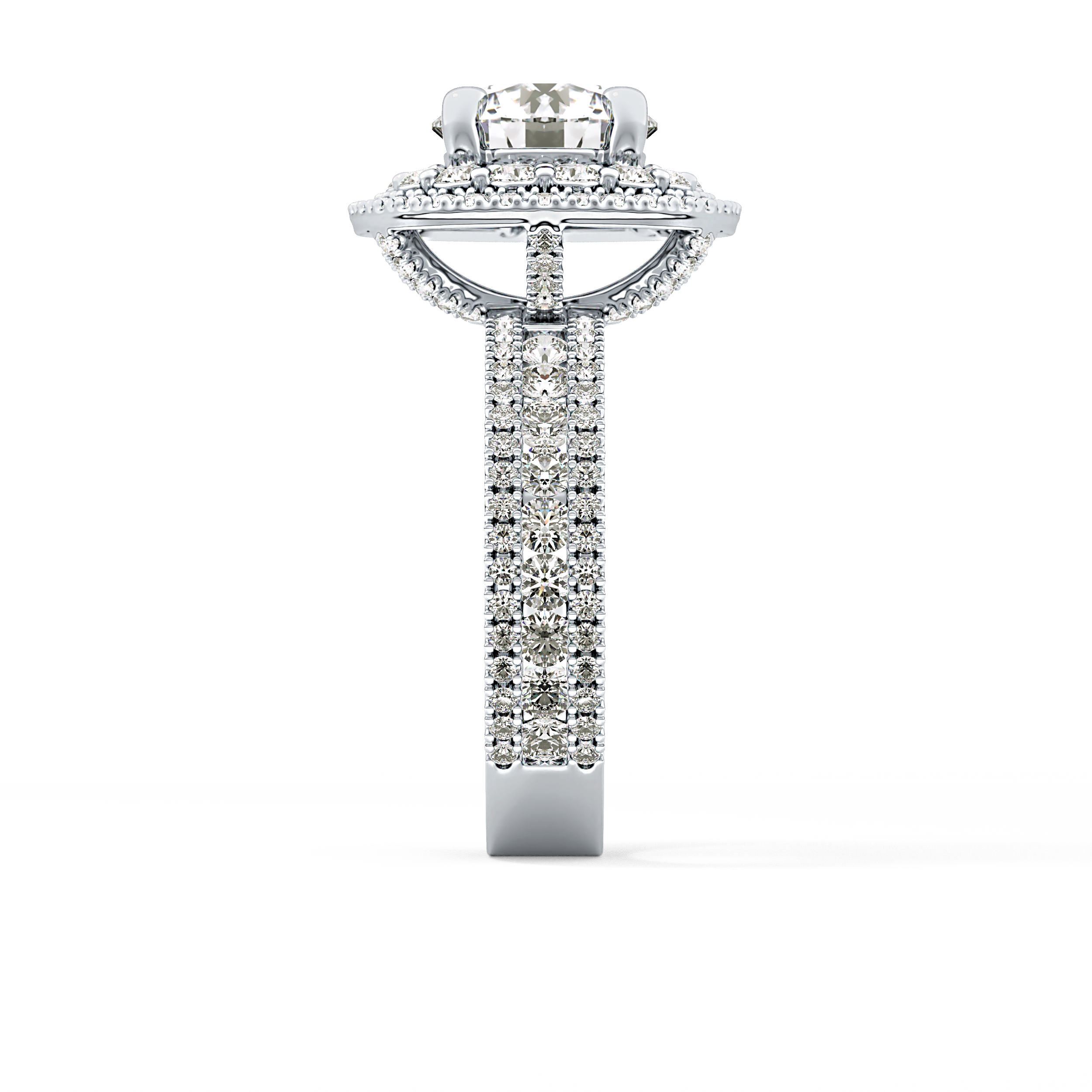 Round Double Halo & Pave Lab Grown Diamond Engagement Ring