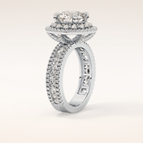 2.06 CT Round Shaped Halo & Pave Moissanite Engagement Ring