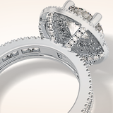 2.06 CT Round Shaped Halo & Pave Moissanite Engagement Ring