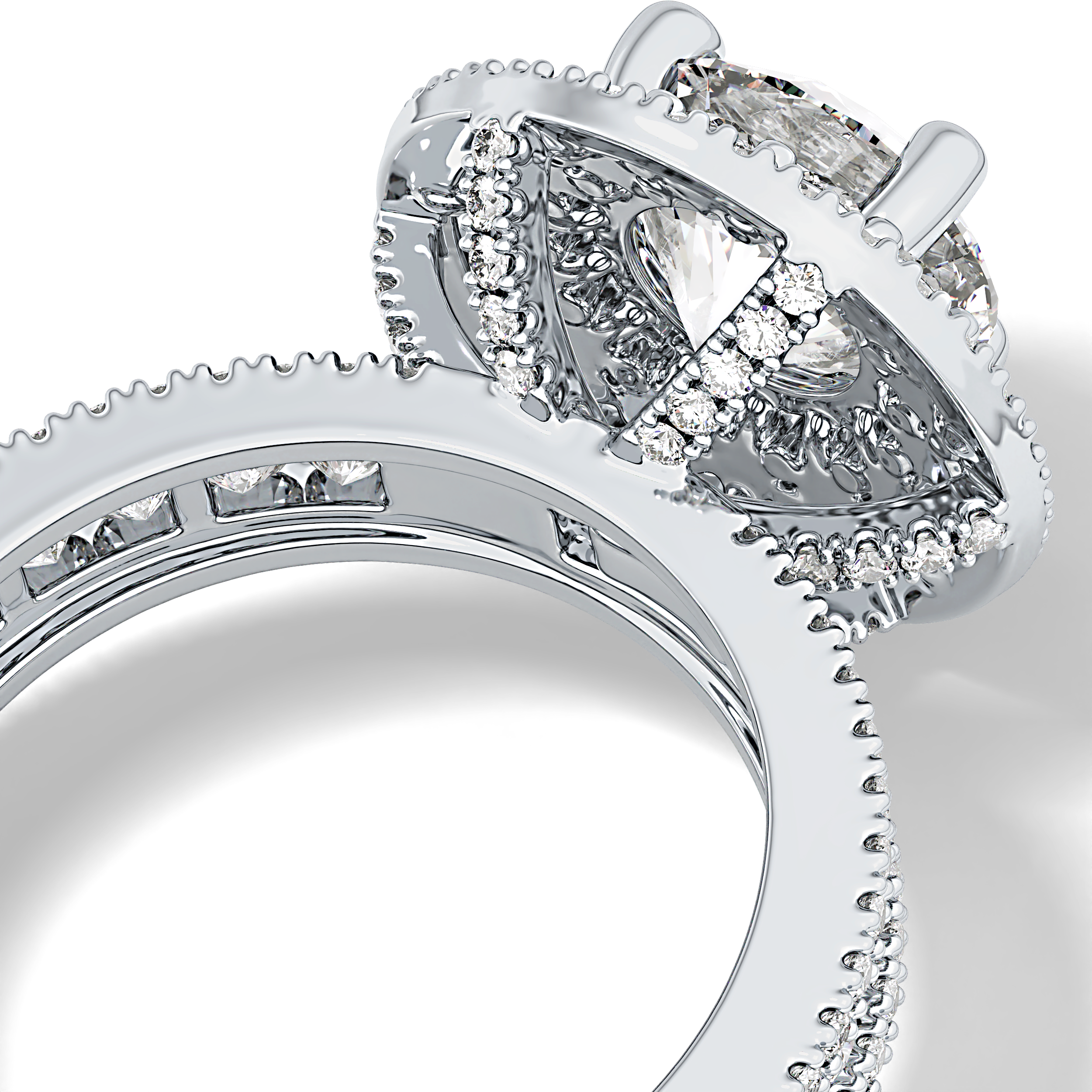 Round Double Halo & Pave Lab Grown Diamond Engagement Ring