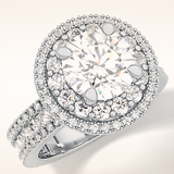 2.06 CT Round Shaped Halo & Pave Moissanite Engagement Ring