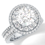 Round Double Halo & Pave Lab Grown Diamond Engagement Ring