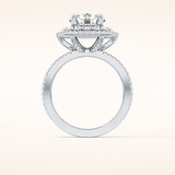 2.06 CT Round Shaped Halo & Pave Moissanite Engagement Ring